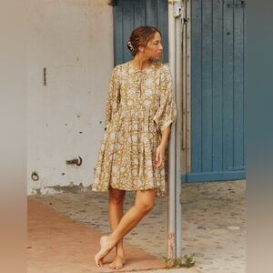 Daughters of India - Kyra Mini Dress in Golden Palm